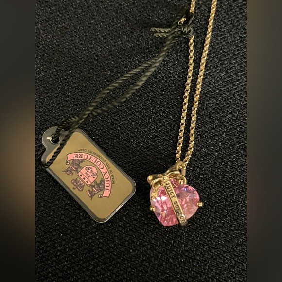 Vintage Y2K JUICY COUTURE Pink Crystal Heart Necklace NEW - Picture 4 of 14